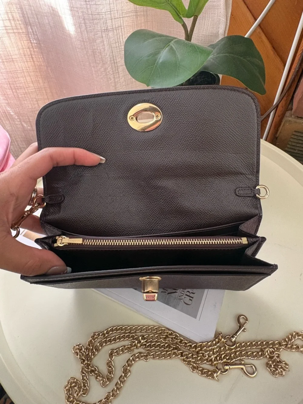 Coach Purple Shoulder Bag Gold Chain Strap Turn Lock Accent Detachable Strap - Picture 5 of 11